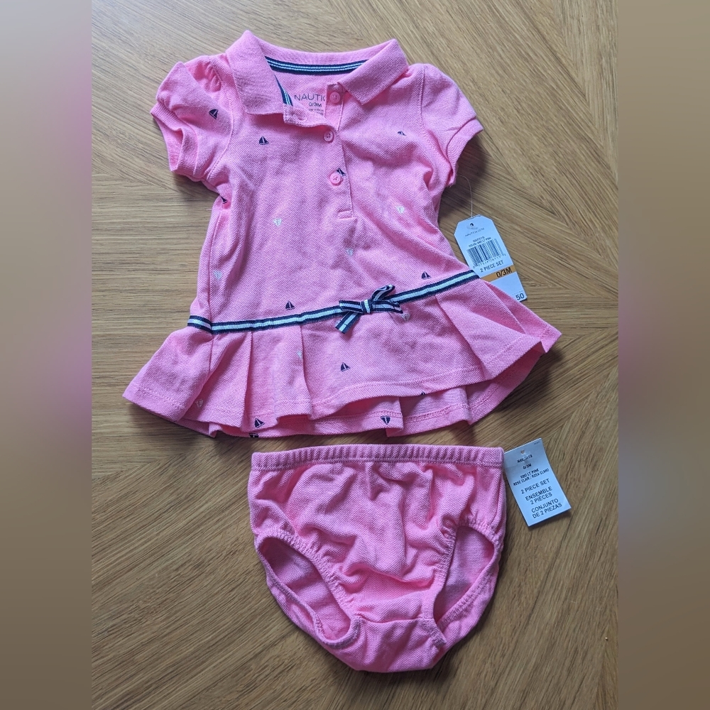 Baby Girl Nautica Dress 2 Piece Set (0-3m) NWT